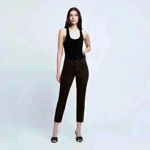 NWT L’Agence Sada High Rise Cropped Slim Raw Hem Espresso Size 26